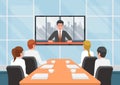 Business people at the video conference call with the team. Royalty Free Stock Photo