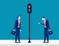 Business people is waiting for green color traffic light. Concept business vector illustration Royalty Free Stock Photo