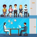 Business people waiting for job interview. Vector Royalty Free Stock Photo