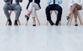 Business people waiting at recruitment company for a job interview or hiring meeting. Closeup of a group of employees Royalty Free Stock Photo