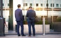 Business people walking on the Canary Wharf square. London, UK Royalty Free Stock Photo