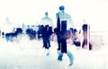Business People Walking on a City Scape Royalty Free Stock Photo