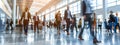 business people walking in the corridor of an business center, motion blur background Royalty Free Stock Photo