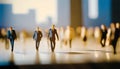 business people walking, going to workin business district. job concept, miniature figure ,ai generated