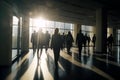 Business people walking in modern office building, crowd of corporate workers, generative AI Royalty Free Stock Photo