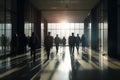 Business people walking in modern office building, crowd of corporate workers, generative AI Royalty Free Stock Photo