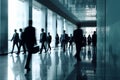 Business people walking in modern office building, crowd of corporate workers, generative AI Royalty Free Stock Photo