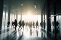 Business people walking in modern office building, crowd of corporate workers, generative AI Royalty Free Stock Photo