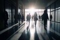 Business people walking in modern office building, crowd of corporate workers, generative AI Royalty Free Stock Photo