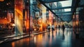 Business People Walking on a modern walkway.