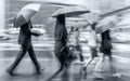 Epidemic rainy day motion blur in monochrome blue tonality Royalty Free Stock Photo