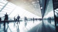 Business people walking trough airport passageway in blurred motion Royalty Free Stock Photo