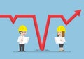 Business People Wearing Safety Helmet and Analysing Falling Graph