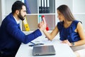 Business people woman and man arm wrestling Royalty Free Stock Photo