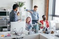 Business people at work in a busy luxury office space Royalty Free Stock Photo