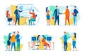 Businesspeople in Work Situations Vector Set