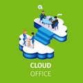 Business People Work in Multistorey Cloud Office