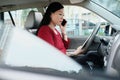 Business People Working In Car And Talking On Cell Phone Royalty Free Stock Photo