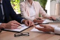 Business people working with documents at table in office, closeup. Investment analysis Royalty Free Stock Photo