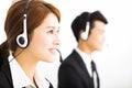 Business people working with headset in office Royalty Free Stock Photo