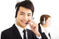 business people working with headset in office Royalty Free Stock Photo