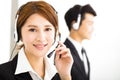 business people working with headset in office Royalty Free Stock Photo