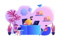 Biophilic design in workspace concept vector illustration.