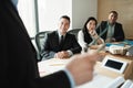 Architect Showing Miniature Building At Business Meeting With Client Royalty Free Stock Photo