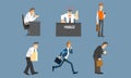 Business People Working in Office Set, Male and Female Managers Characters in Different Situations Vector Illustration Royalty Free Stock Photo