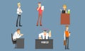 Business People Working in Office Set, Male and Female Managers Funny Characters in Different Situations Vector Royalty Free Stock Photo