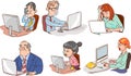 Business people working in the office, office workers sitting at computers and carring out their duties vector Illustration on a