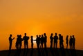 Business People Working Outdoors With A View Of Sunset