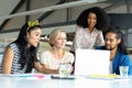 Business people working together on laptop at conference room in a modern office Royalty Free Stock Photo