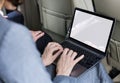 Business People Working Using Laptop Car Inside Royalty Free Stock Photo