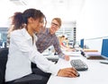 Business people young multi ethnic computer desk Royalty Free Stock Photo