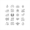 Business Performance, Cloud Technology and AI Outline Icon Set Royalty Free Stock Photo