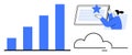 Business Growth Chart, Cloud Technology, and User Interaction with Digital Interface Royalty Free Stock Photo