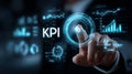 Business performance KPI dashboard with futuristic digital interface and data analytics visualization Royalty Free Stock Photo
