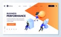 Business performance, leadership race strategy concept. People moving geometric shapes. Vector 3d isometric illustration