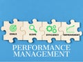 Business performance management concept on jigsaw puzzle pieces Royalty Free Stock Photo