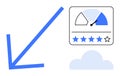 Business Performance Metrics with Growth Arrow, Rating Dashboard, and Cloud Element Royalty Free Stock Photo