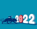 A business person aiming at number 2022. The goal of year