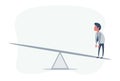 Business person alone on a seesaw. Royalty Free Stock Photo