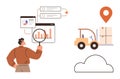 Business person analyzing inventory data and tracking logistics with cloud technology Royalty Free Stock Photo