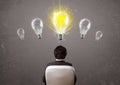 Business person having an idea light bulb concept Royalty Free Stock Photo