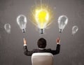 Business person having an idea light bulb concept Royalty Free Stock Photo