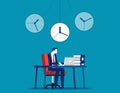 A business person is hypnotized to work. Hypnosis vector illustration