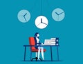 A business person is hypnotized to work. Hypnosis vector illustration