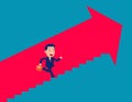 Business person move up path success. Business achievement vector illustration