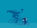 Business person ride a bicycle and the vision with success. Concept business vector illustration, Achievement, Successful